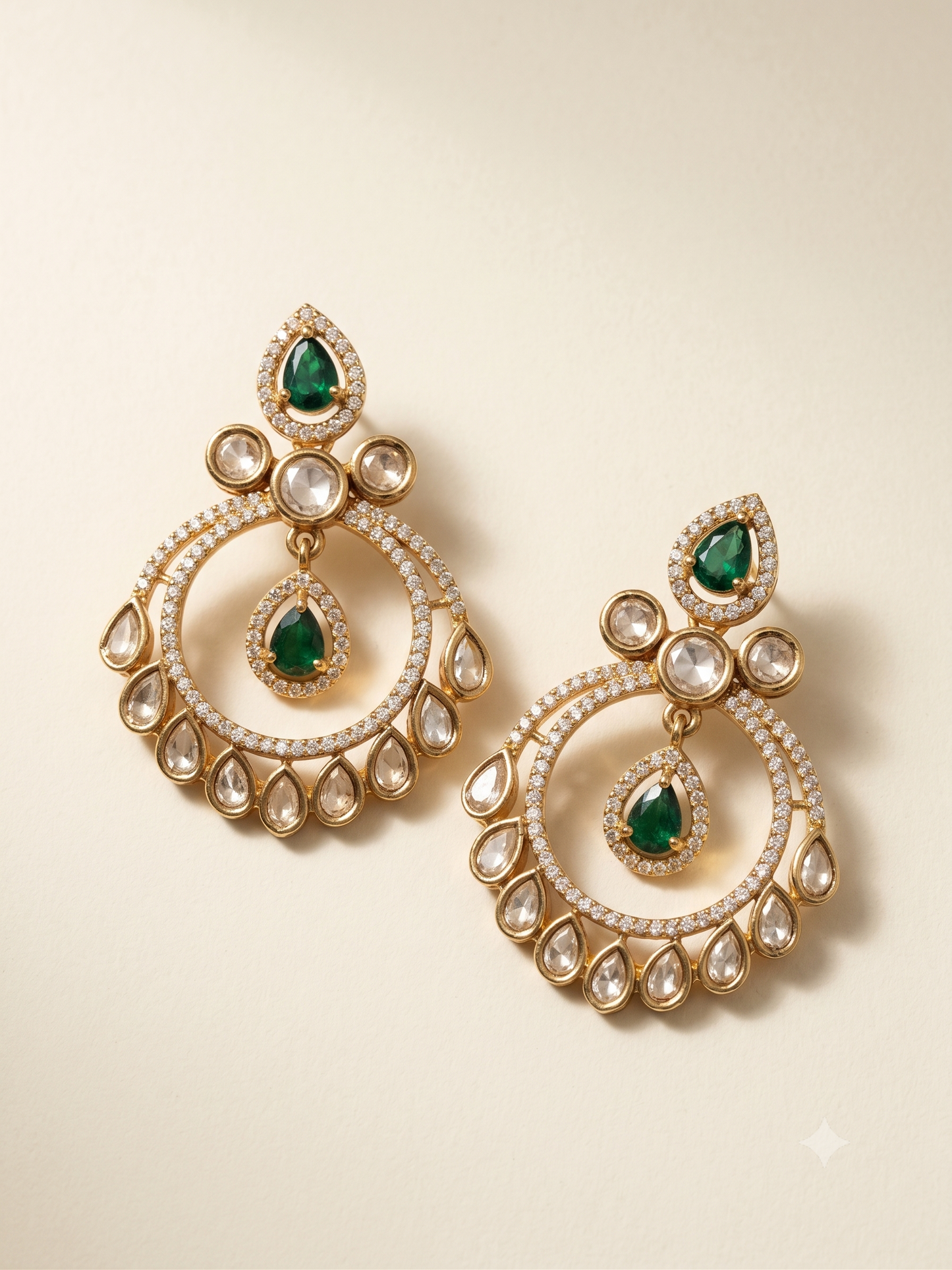Green Polki Chandbali