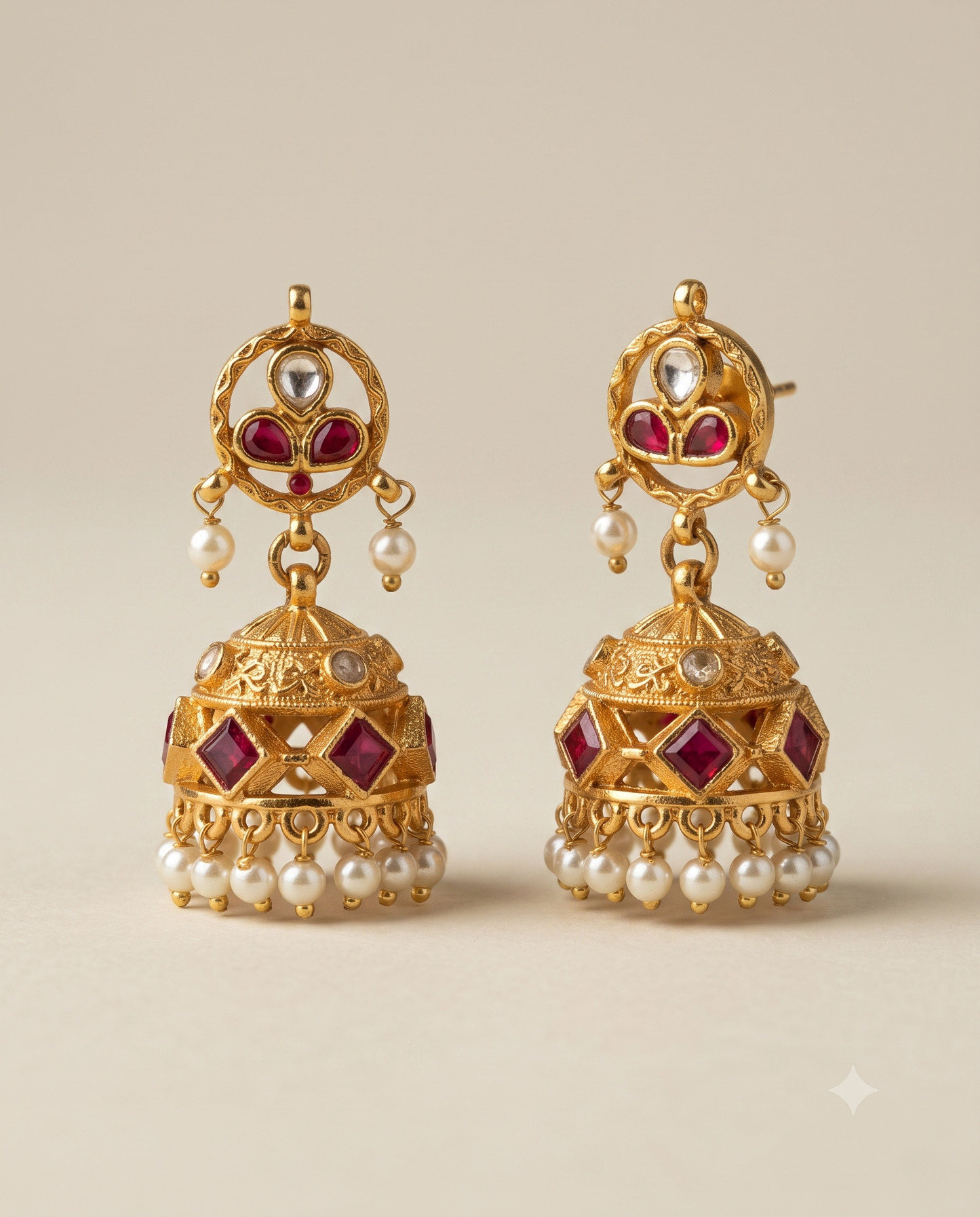 Ruby Golden Jhumkas