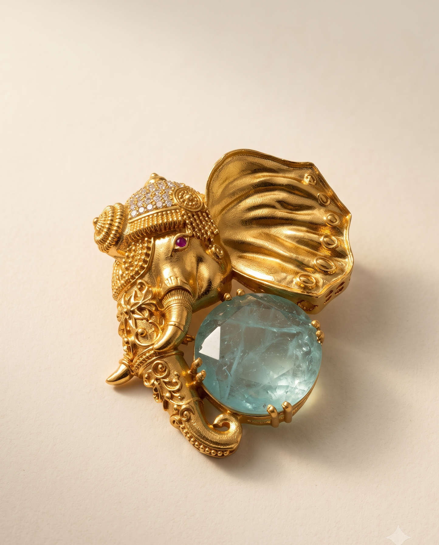 Golden Aadi Gaj Brooch