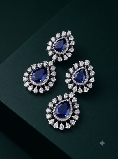Pure Silver Sapphire Brilliance Necklace Set