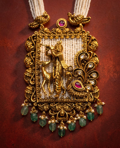 Golden Krishna Necklace Set