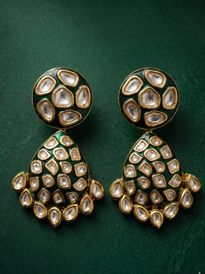 Emerald Meenakari Drops