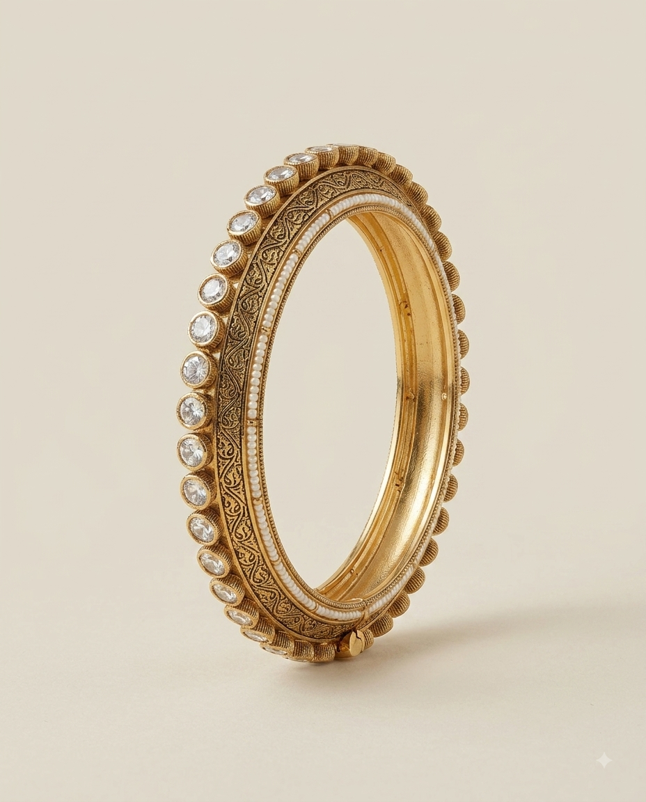 Temple Polki Kada Bracelet