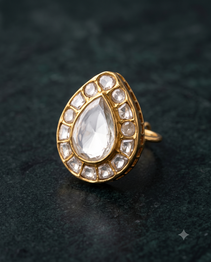 Timeless Polki Pear Ring