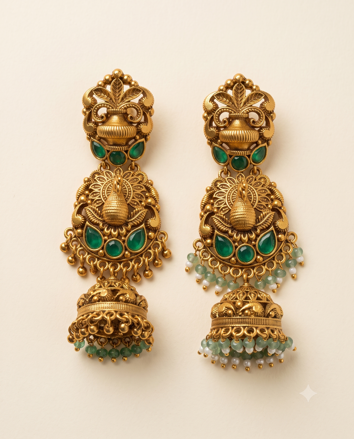 Golden Mayur Jhumkas