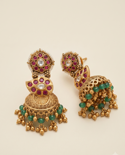 Intricate Golden Jhumkas