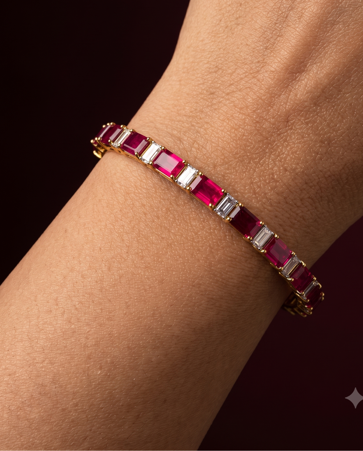 Pure Silver Ruby Radiance Bangle