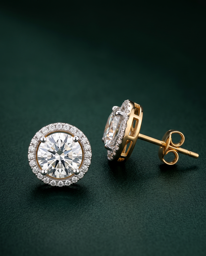 Pure Silver Classic Halo Studs