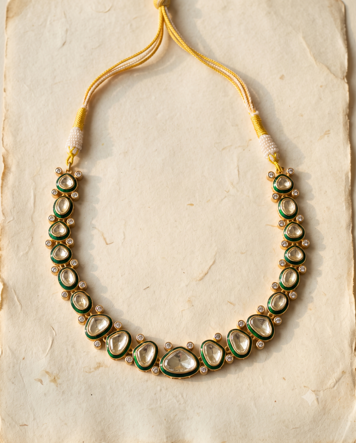 Classic Polki Enamel Necklace Set