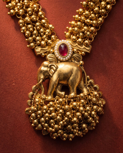 Golden Gajraj Necklace Set