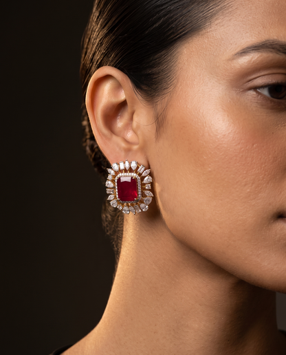 Pure Silver Ruby Mist Studs