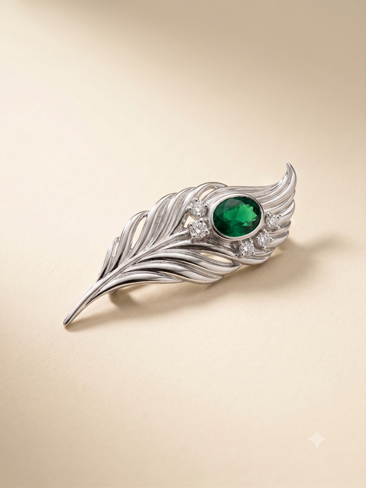 Pure Silver Royal Feather Brooch