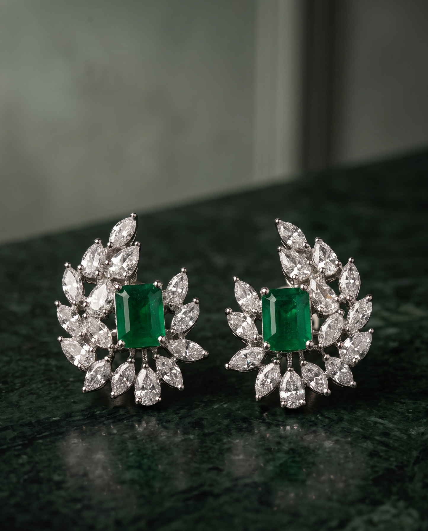 Emerald Crescent Studs