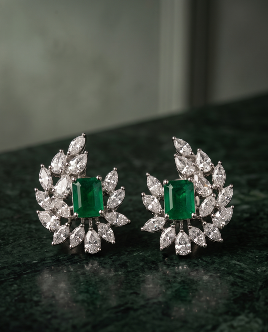 Emerald Crescent Studs