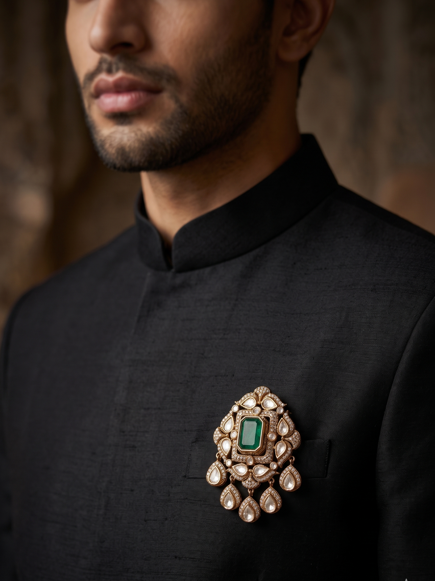 Royal Emerald Polki Brooch