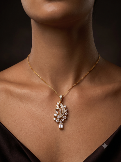 Pure Silver Flame Chain Pendant