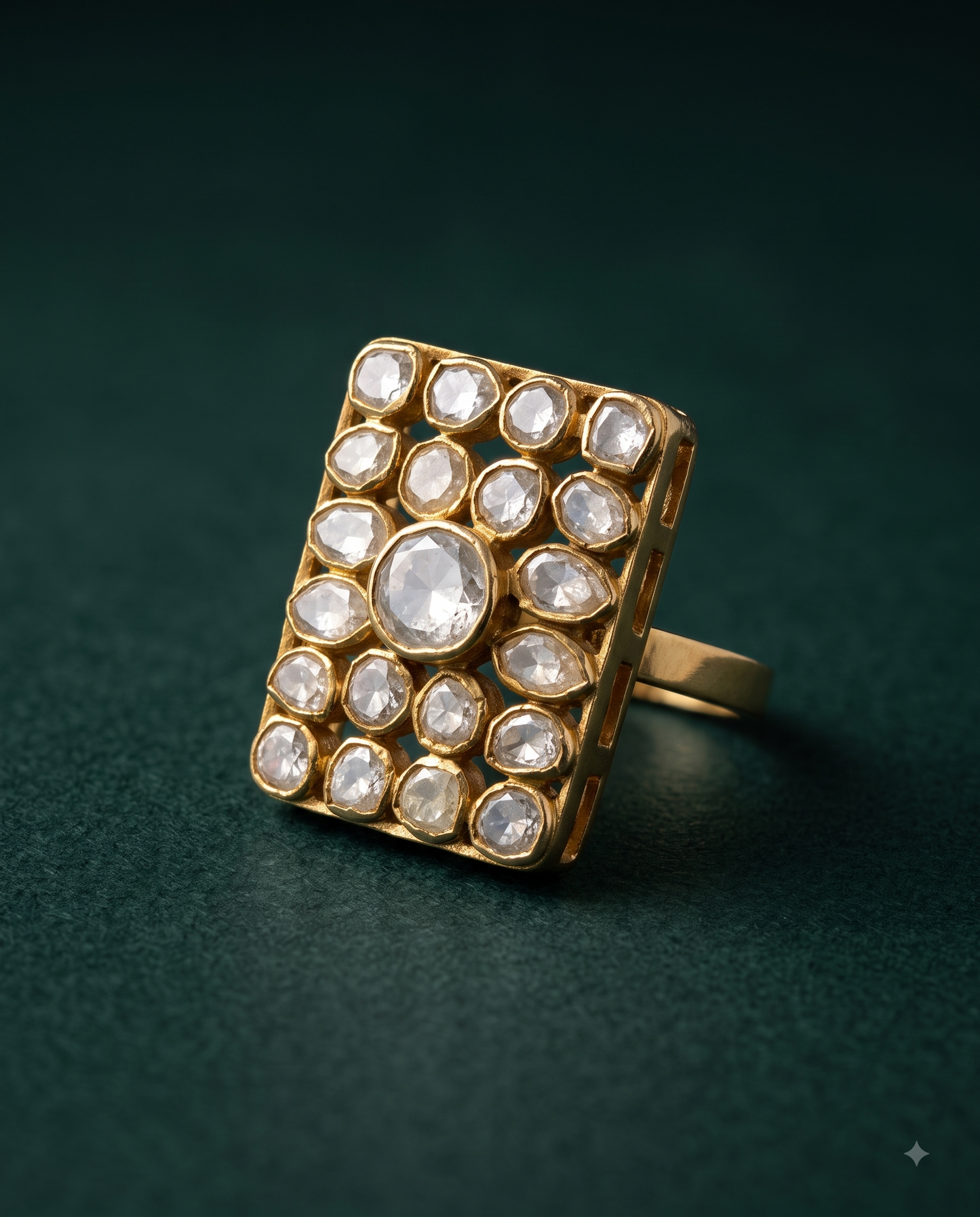 Pure Silver Polki Noori Ring