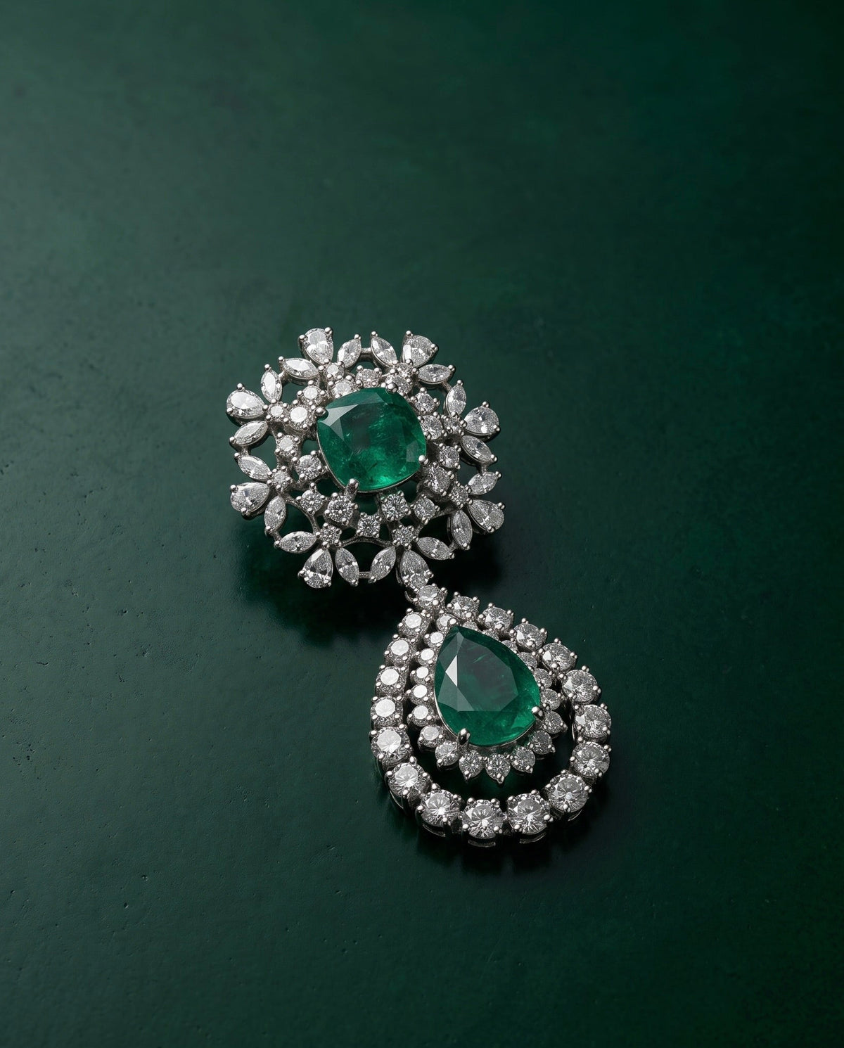 Pure Silver Emerald Bagh Pendant