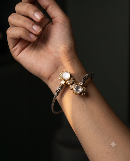Pure Silver Polki Kada Bracelet