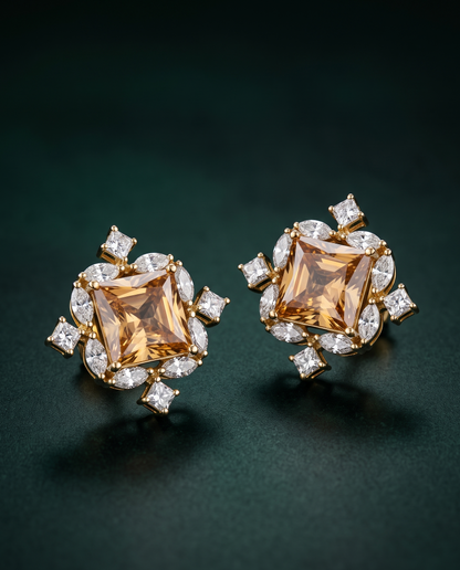 Pure Silver Chic Champagne Studs