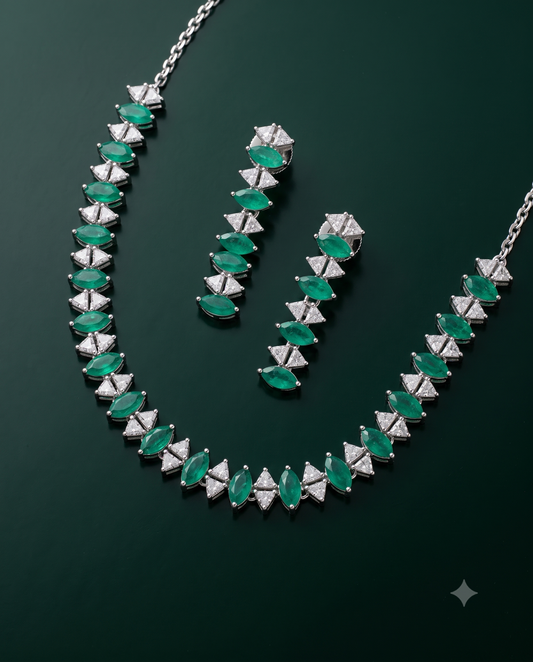 Emerald Marquise Necklace Set