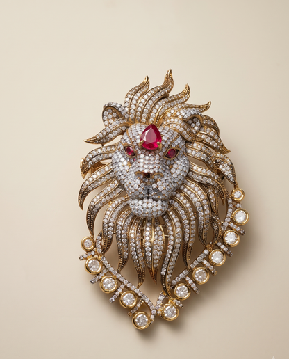 Ruby Regal Lion Brooch