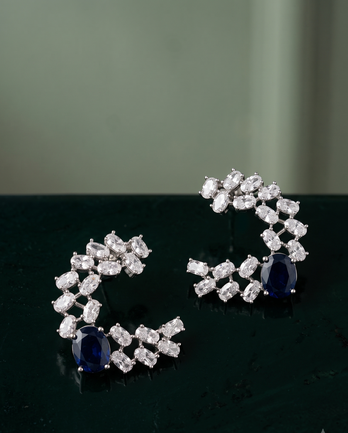 Sapphire Crescent Studs