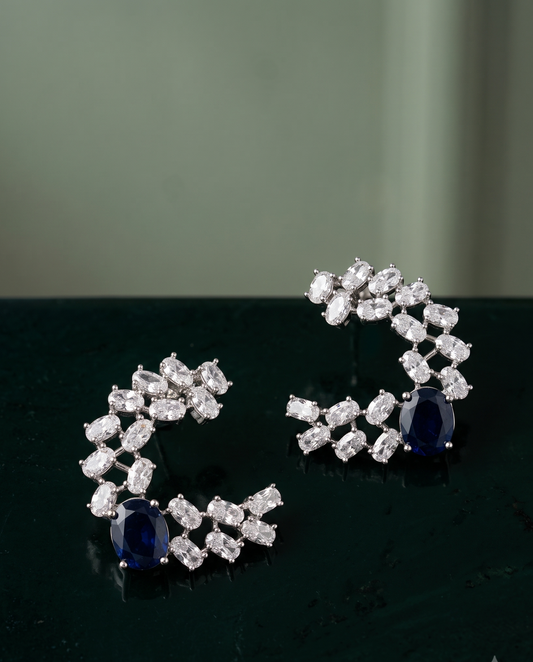 Sapphire Crescent Studs