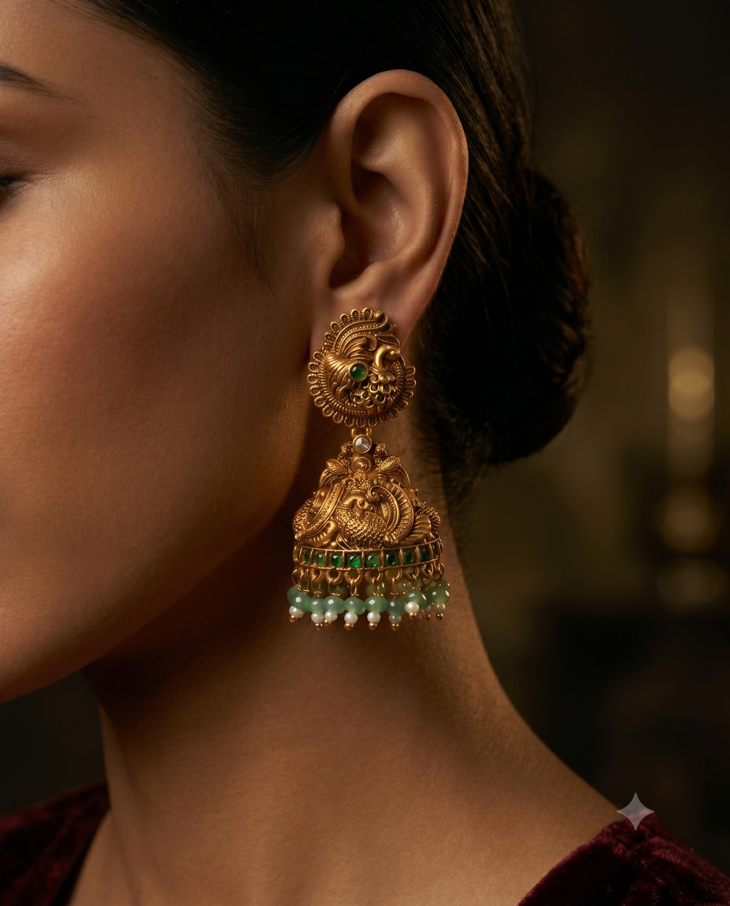 Golden Mayur Earrings