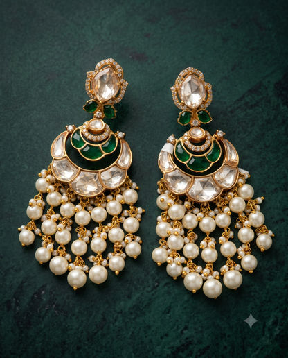 Polki Pearl Danglers