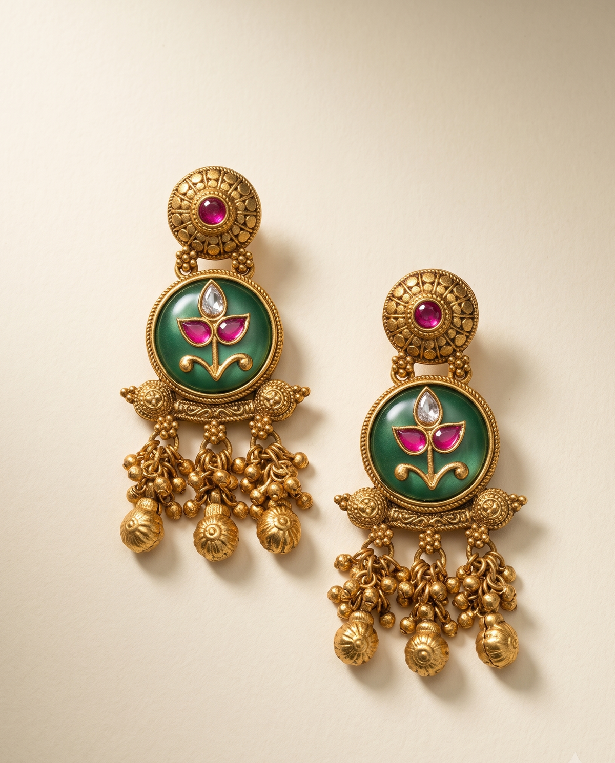 Golden Padma Ghungroo Earrings