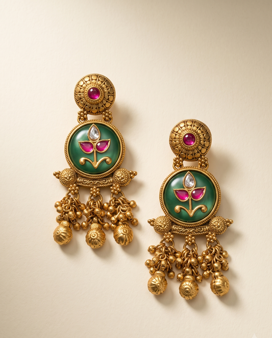 Golden Padma Ghungroo Earrings