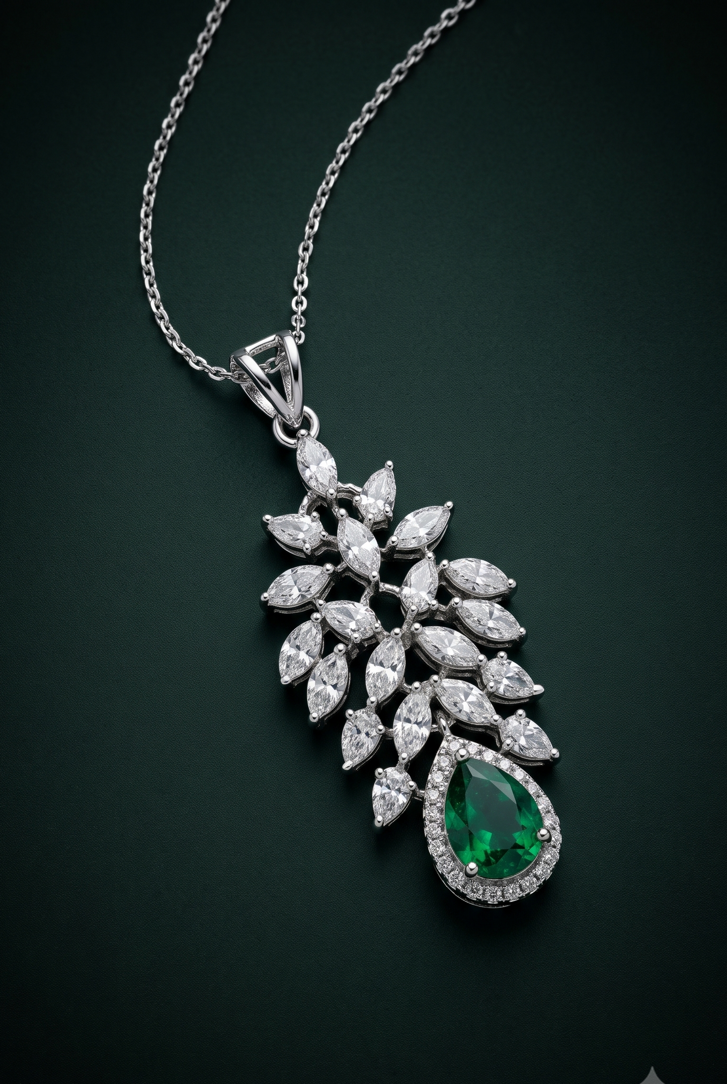 Pure Silver Dew Drop Pendant Chain