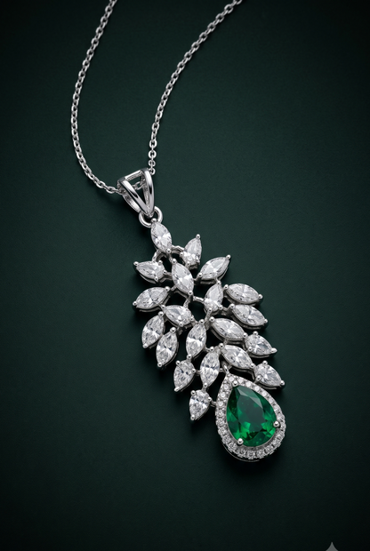 Pure Silver Dew Drop Pendant Chain