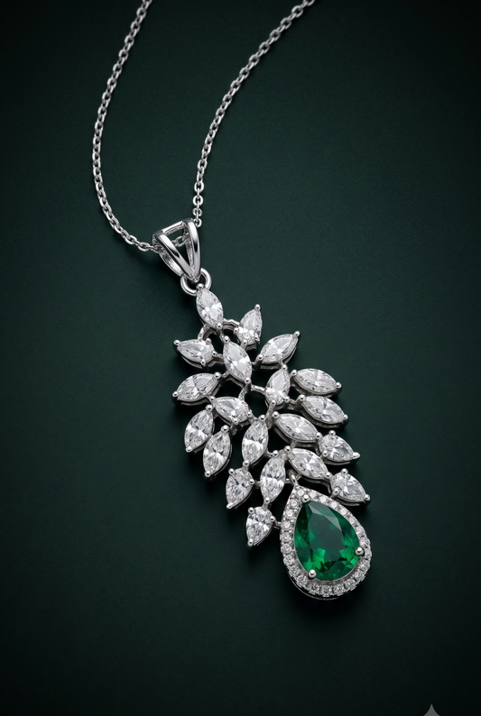 Pure Silver Dew Drop Pendant Chain