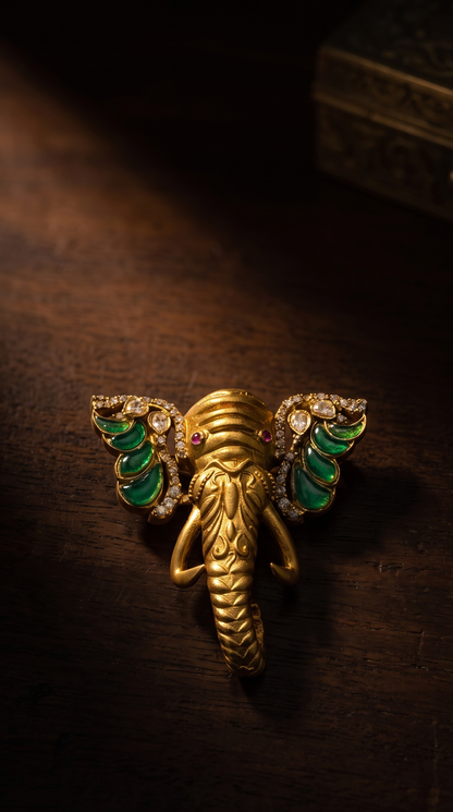 Airavata Emerald Brooch