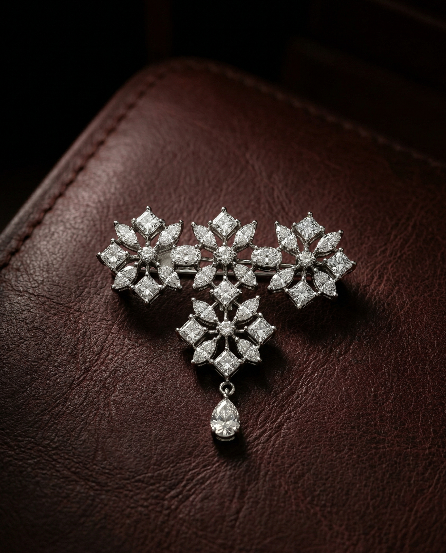 Pure Silver Snowcrest Brooch