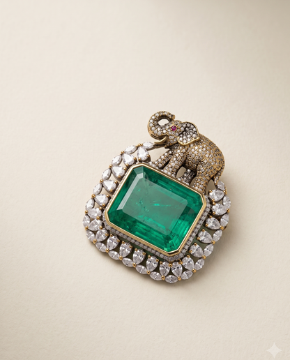Royal Emerald Gaj Brooch