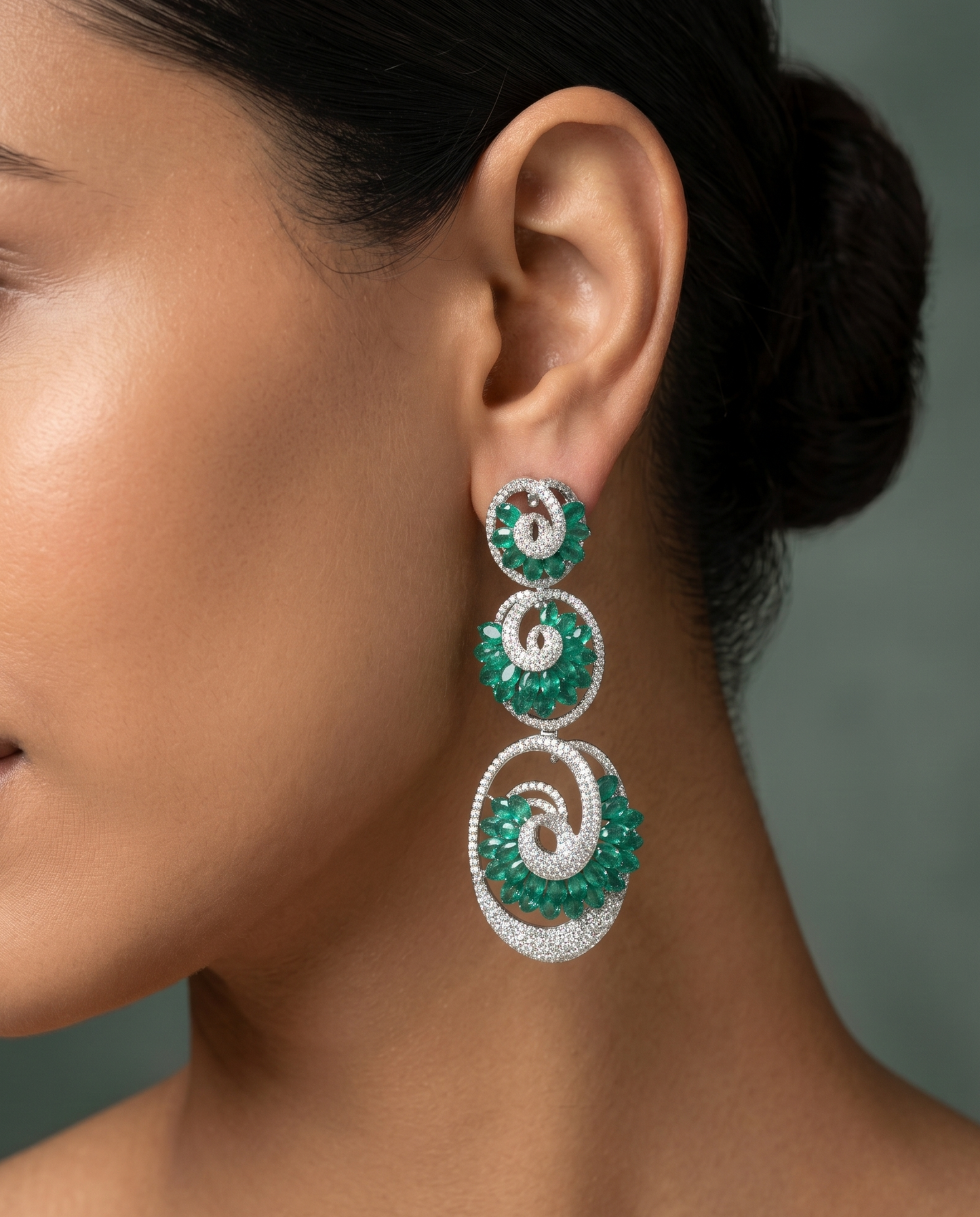 Emerald Whirl Earrings