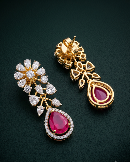 Pure Silver Ruby Radiance Earrings