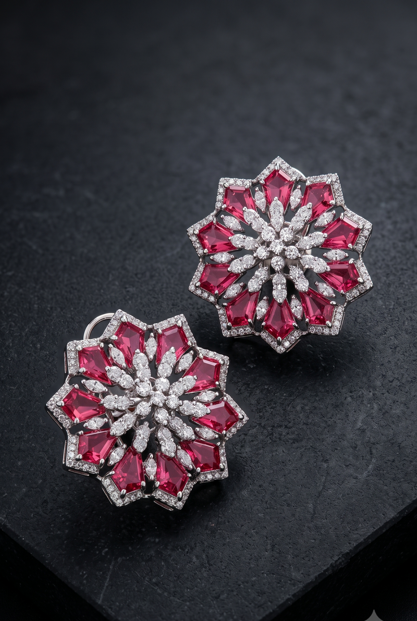 Ruby Rosette Studs