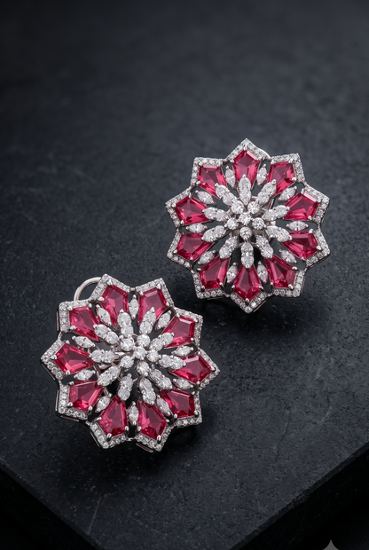 Ruby Rosette Studs