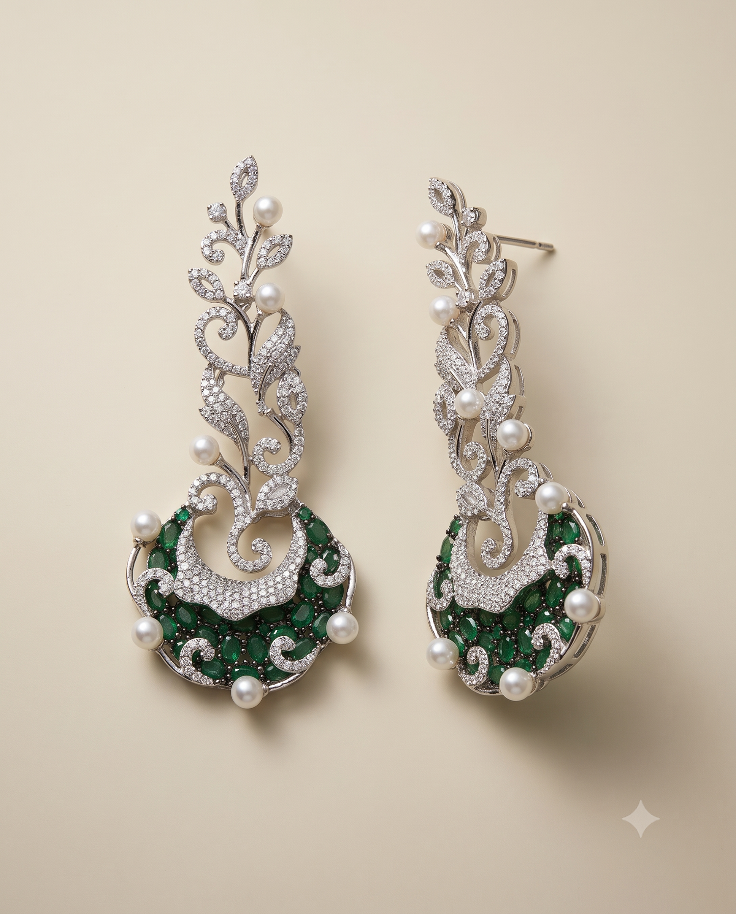 Green Plume Earrings