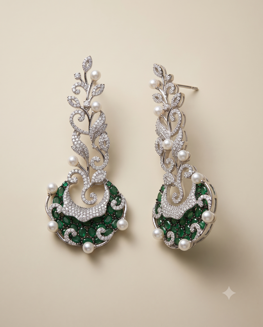 Green Plume Earrings