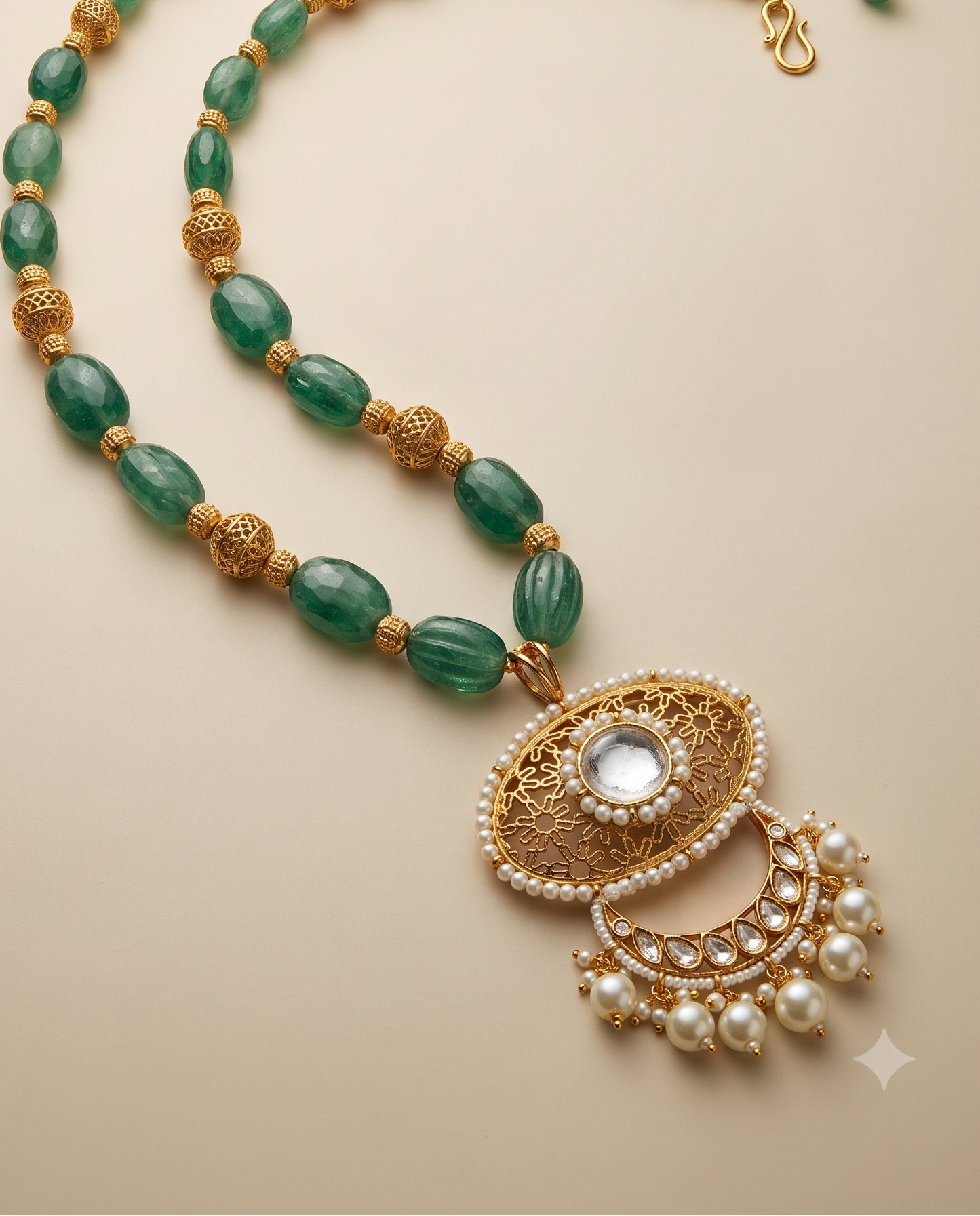 Polki Orbit Green Mala