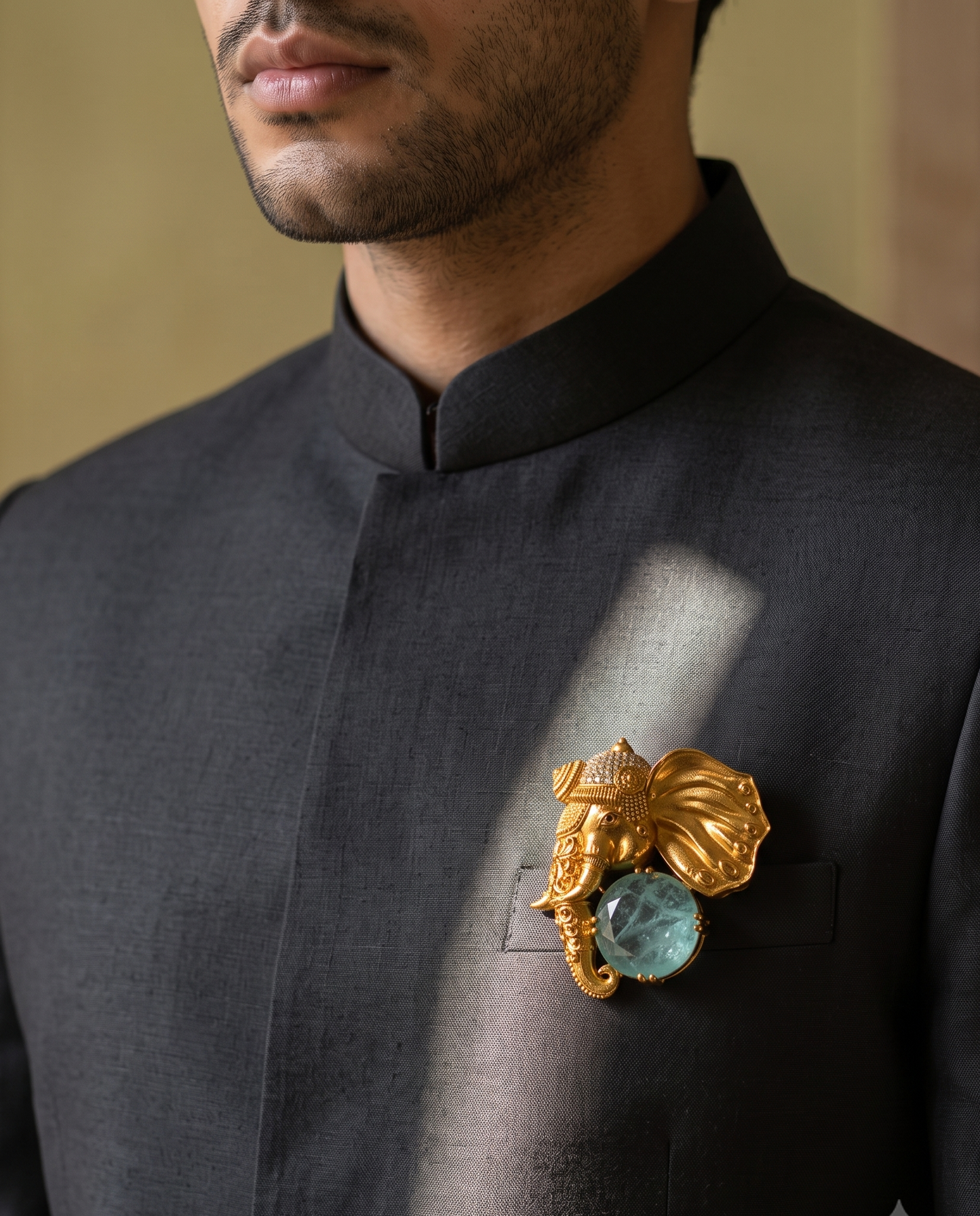 Golden Aadi Gaj Brooch