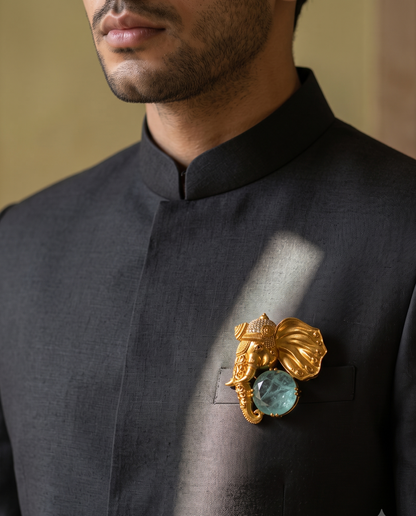 Golden Aadi Gaj Brooch