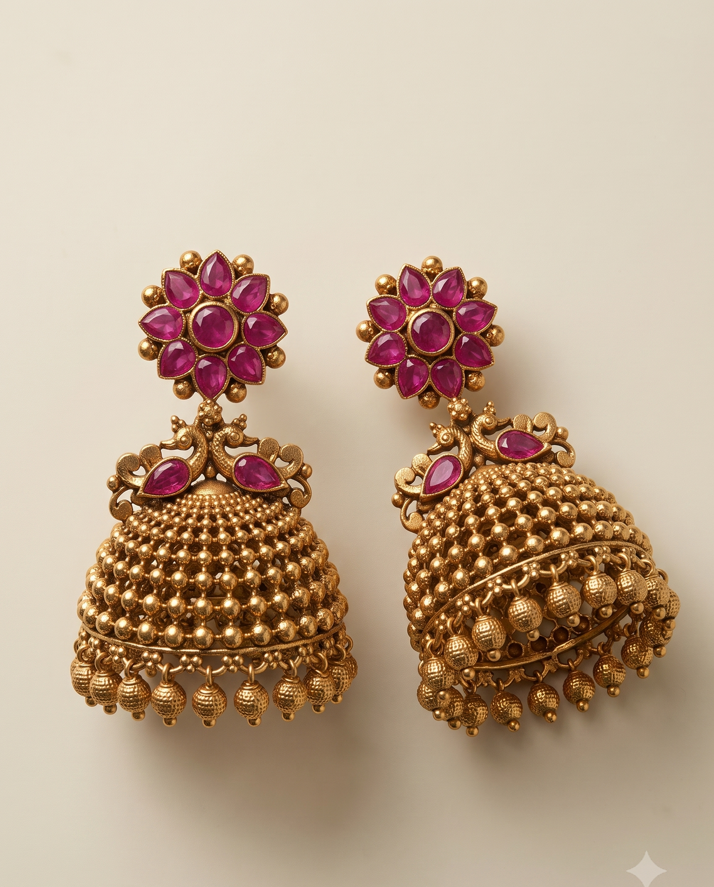 Ruby Golden Dome Jhumkas