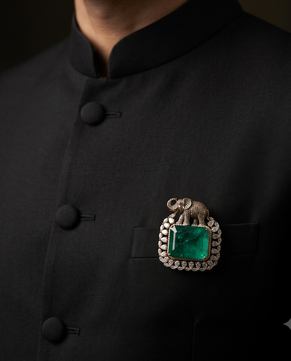 Royal Emerald Gaj Brooch