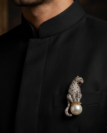 Pearl Panther Brooch